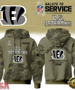 Cincinnati Bengals NFL US Veterans Salute To Service 2026 Hoodie Shirt, Sports Fans 3D Shirt Cincinnati Bengals Nfl US Veterans Salute TO Service 2026 Hoodie Shirt