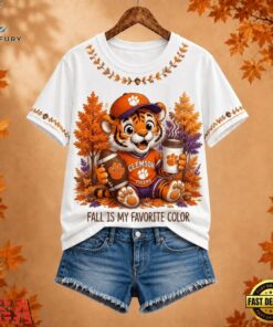 Clemson Tigers NCAA Fall Is My Favorite Color Football Unisex 3D Shirt, NCAA 3D Graphic Tee Clemson Tigers Ncaa Fall IS MY Favorite Color Football Unisex 3D Shirt