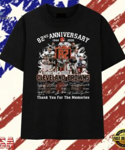 Cleveland Browns 82nd Anniversary 1944 2026 Signatures Vintage T Shirt, Trendy 2D Print Shirt Cleveland Browns 82nd Anniversary 1944 2026 Signatures Vintage T Shirt