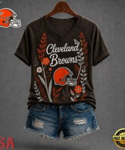 Cleveland Browns NFL Floral Garden V Neck T Shirt, NFL Team V Neck Tee Cleveland Browns Nfl Floral Garden V Neck T Shirt
