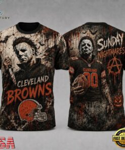 Cleveland Browns NFL Michael Myers Sunday Nightmares Horror Halloween 3D T Shirt, Sports Fans 3D Shirt Cleveland Browns Nfl Michael Myers Sunday Nightmares Horror Halloween 3D T Shirt