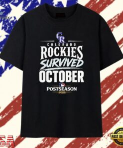 Colorado Rockies 2026 MLB Playoffs Survived October T Shirt, Trendy 2D Print Shirt Colorado Rockies 2026 Mlb Playoffs Survived October T Shirt