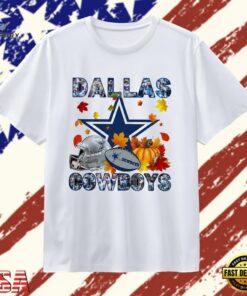 Dallas Cowboys Football Autumn Fall Pumpkin Graphic T Shirt, Trendy 2D Print Shirt Dallas Cowboys Football Autumn Fall Pumpkin Graphic T Shirt