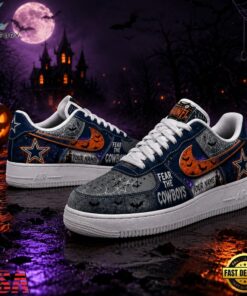 Dallas Cowboys NFL Fear The Team Halloween Air Force 1 Shoes Sneakers, NFL Fan AF1 Shoes Dallas Cowboys Nfl Fear The Team Halloween Air Force 1 Shoes Sneakers