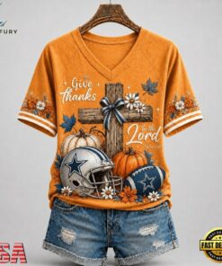 Dallas Cowboys NFL Thanksgiving Faith And Football V Neck T Shirt, NFL Team V Neck Tee Dallas Cowboys Nfl Thanksgiving Faith And Football V Neck T Shirt