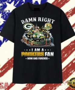 Damn Right I Am A Packers Fan Lambeau Champions Graphic T Shirt, Trendy 2D Print Shirt Damn Right I AM A Packers Fan Lambeau Champions Graphic T Shirt