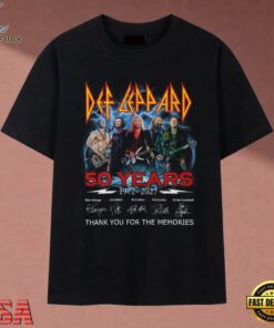 Def Leppard 50 Years 1972 2027 Signatures Graphic Rock T Shirt, Music 2D Graphic Tee Def Leppard 50 Years 1972 2027 Signatures Graphic Rock T Shirt