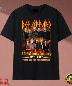 Def Leppard 50th Anniversary 1977 2027 Thank You For The Memories T Shirt, Music 2D Graphic Tee Def Leppard 50th Anniversary 1977 2027 Thank You For The Memories T Shirt