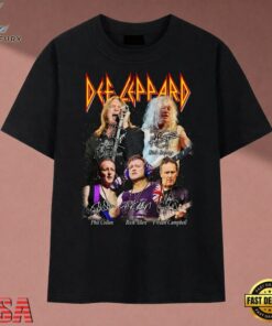 Def Leppard Band Signatures Vintage Rock T Shirt, Music 2D Graphic Tee Def Leppard Band Signatures Vintage Rock T Shirt