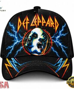 Def Leppard Hysteria Graphic Lightning Bolt Black Classic Cap, Music Lover Baseball Cap Def Leppard Hysteria Graphic Lightning Bolt Black Classic Cap