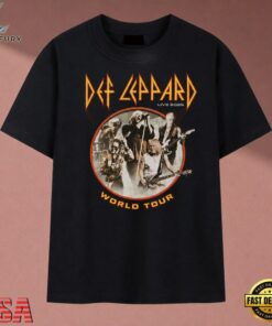 Def Leppard Live World Tour Rock Band Graphic T Shirt, Music 2D Graphic Tee Def Leppard Live World Tour Rock Band Graphic T Shirt