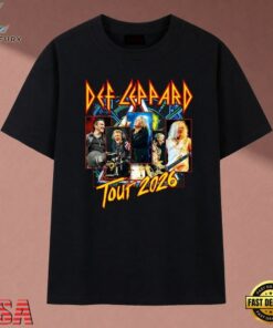 Def Leppard Tour Photo Collage Rock Band Graphic T Shirt, Music 2D Graphic Tee Def Leppard Tour Photo Collage Rock Band Graphic T Shirt