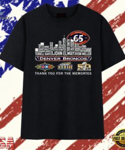 Denver Broncos 65th Anniversary Skyline Signatures Football T Shirt, Trendy 2D Print Shirt Denver Broncos 65th Anniversary Skyline Signatures Football T Shirt