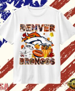 Denver Broncos Football Autumn Fall Leaves Graphic T Shirt, Trendy 2D Print Shirt Denver Broncos Football Autumn Fall Leaves Graphic T Shirt