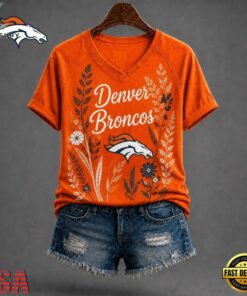 Denver Broncos NFL Floral Garden V Neck T Shirt, NFL Team V Neck Tee Denver Broncos Nfl Floral Garden V Neck T Shirt