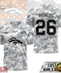 Denver Broncos NFL Salute to Service Custom Name & Number Camo 3D Shirt, Sports Fans 3D Shirt Denver Broncos Nfl Salute TO Service Custom Name Number Camo 3D Shirt