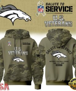 Denver Broncos NFL US Veterans Salute To Service 2026 Hoodie Shirt, Sports Fans 3D Shirt Denver Broncos Nfl US Veterans Salute TO Service 2026 Hoodie Shirt