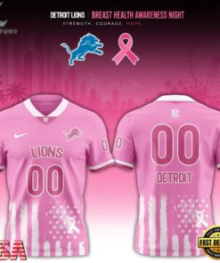 Detroit Lions 2026 x Breast Health Awareness Night Limited Edition Football Jersey, Fashion Football Jersey Detroit Lions 2026 X Breast Health Awareness Night Limited Edition Football Jersey