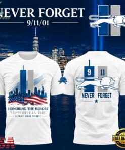 Detroit Lions 911 Never Forget Memorial Limited Edition 2026 White T Shirt, Viral 3D Graphic Tee Detroit Lions 911 Never Forget Memorial Limited Edition 2026 White T Shirt