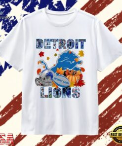 Detroit Lions Football Autumn Fall Pumpkin Graphic T Shirt, Trendy 2D Print Shirt Detroit Lions Football Autumn Fall Pumpkin Graphic T Shirt