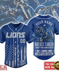 Detroit Lions NFL Breast Cancer Hope Over Fear Baseball Jersey, NFL Baseball Shirt Detroit Lions Nfl Breast Cancer Hope Over Fear Baseball Jersey