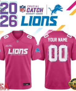 Detroit Lions NFL Crucial Catch 2026 Pink Limited Edition Football Jersey, Fashion Football Jersey Detroit Lions Nfl Crucial Catch 2026 Pink Limited Edition Football Jersey