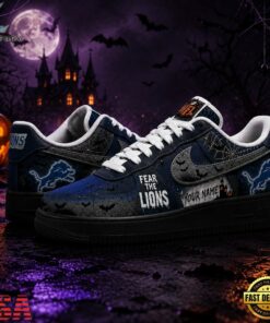 Detroit Lions NFL Fear The Team Halloween Air Force 1 Shoes Sneakers, NFL Fan AF1 Shoes Detroit Lions Nfl Fear The Team Halloween Air Force 1 Shoes Sneakers