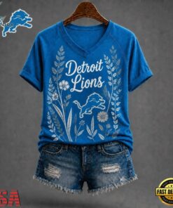 Detroit Lions NFL Floral Garden V Neck T Shirt, NFL Team V Neck Tee Detroit Lions Nfl Floral Garden V Neck T Shirt