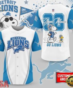 Detroit Lions NFL Snoopy Ultimate Game Day Personalized Jersey Shirt, NFL Baseball Shirt Detroit Lions Nfl Snoopy Ultimate Game Day Personalized Jersey Shirt
