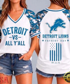 Detroit Lions NFL vs All Y' All United We Stand V Neck T Shirt, NFL Team V Neck Tee Detroit Lions Nfl VS All Y All United WE Stand V Neck T Shirt