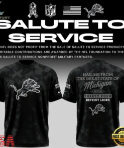 Detroit Lions Salute to Service Camo 2026 Black T Shirt, Viral 3D Graphic Tee Detroit Lions Salute TO Service Camo 2026 Black T Shirt