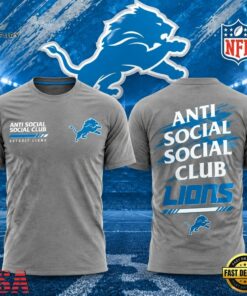 Detroit Lions x Anti Social Social Club Impact Blossom Graphic T Shirt, Viral 3D Graphic Tee Detroit Lions X Anti Social Social Club Impact Blossom Graphic T Shirt