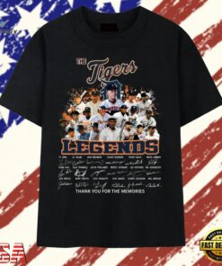 Detroit Tigers Legends Players Signatures Vintage Graphic T Shirt, Trendy 2D Print Shirt Detroit Tigers Legends Players Signatures Vintage Graphic T Shirt