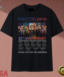 Doctor Who 63rd Anniversary 1963 2026 Signatures Thank You For The Memories T Shirt, Music 2D Graphic Tee Doctor Who 63rd Anniversary 1963 2026 Signatures Thank You For The Memories T Shirt