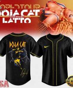 Doja Cat Tour Ma Vie World Tour 2026 Signature Black Baseball Jersey, Music Artist Baseball Jersey Doja Cat Tour MA Vie World Tour 2026 Signature Black Baseball Jersey