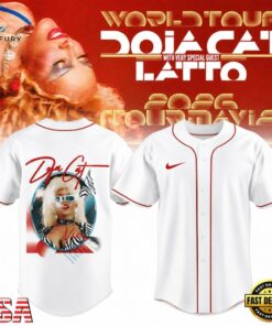 Doja Cat Tour Ma Vie World Tour 2026 Signature Graphic White Baseball Jersey, Music Artist Baseball Jersey Doja Cat Tour MA Vie World Tour 2026 Signature Graphic White Baseball Jersey