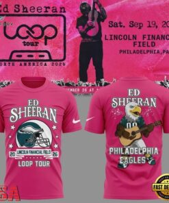 Ed Sheeran Loop Tour 2026 x Philadelphia Eagles Mascot Design 3D Shirt, Trending Music 3D Tee ED Sheeran Loop Tour 2026 X Philadelphia Eagles Mascot Design 3D Shirt