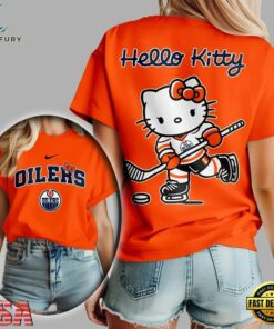 Edmonton Oilers NHL x Hello Kitty Unisex 3D Shirt, NHL Hockey 3D Shirt Edmonton Oilers Nhl X Hello Kitty Unisex 3D Shirt