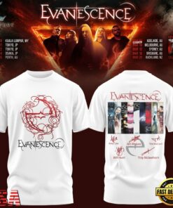 Evanescence Australia & New Zealand Tour 2027 White T Shirt, Trending Music 3D Tee Evanescence Australia New Zealand Tour 2027 White T Shirt