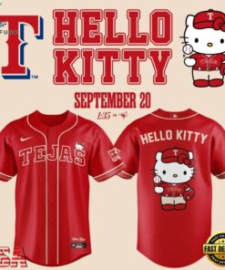 Exclusive Tejas City Connect Texas Rangers x Hello Kitty 2026 Baseball Jersey, Music Artist Baseball Jersey Exclusive Tejas City Connect Texas Rangers X Hello Kitty 2026 Baseball Jersey