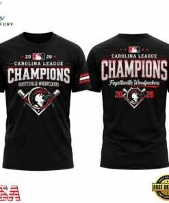 Fayetteville Woodpeckers 2026 Carolina League Champions Black Shirt, Viral 3D Graphic Tee Fayetteville Woodpeckers 2026 Carolina League Champions Black Shirt