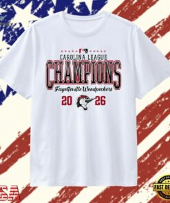Fayetteville Woodpeckers Merch Carolina League Champions 2026 T Shirt, Trendy 2D Print Shirt Fayetteville Woodpeckers Merch Carolina League Champions 2026 T Shirt