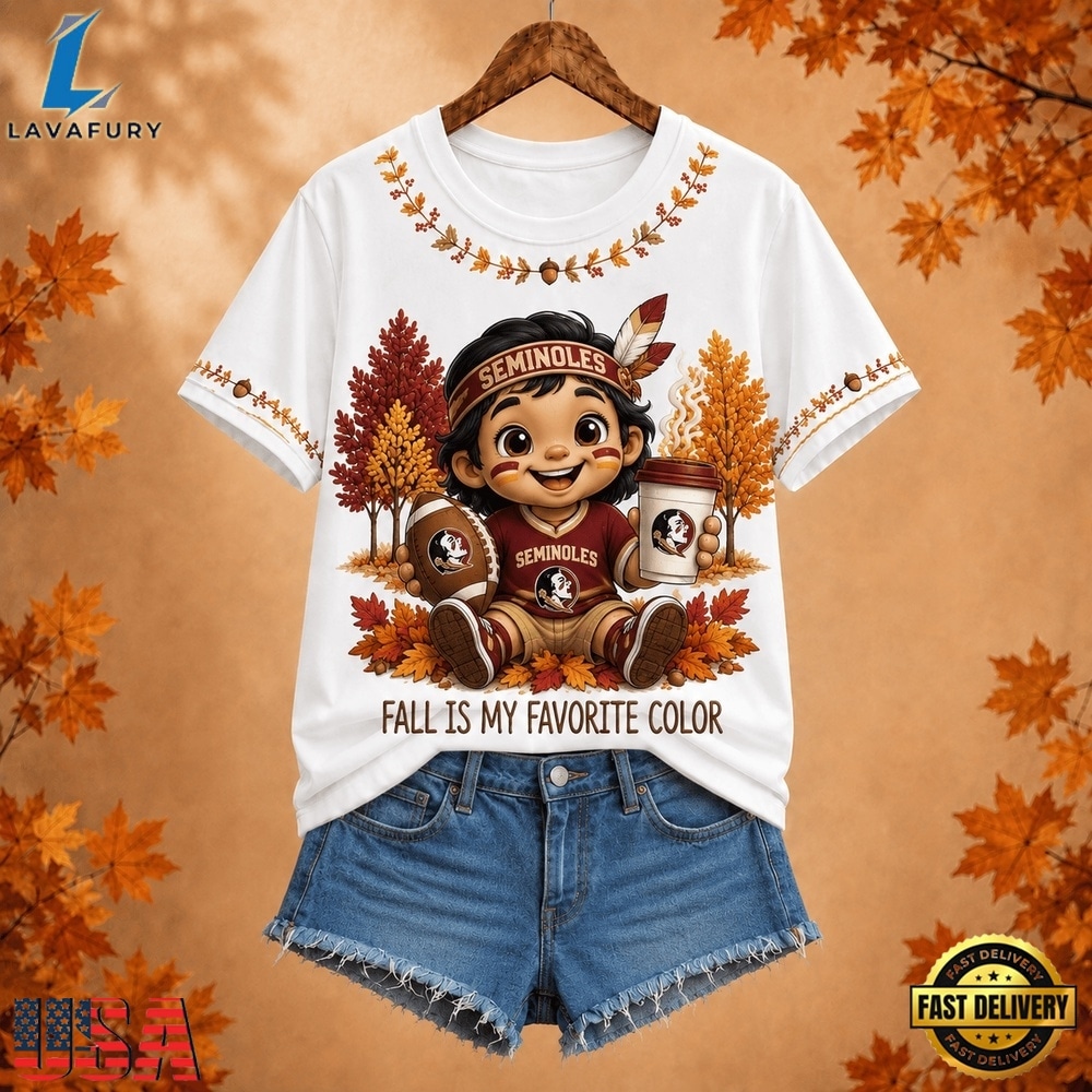 Florida State Seminoles NCAA Fall Is My Favorite Color Football Unisex 3D Shirt, NCAA 3D Graphic Tee Florida State Seminoles Ncaa Fall IS MY Favorite Color Football Unisex 3D Shirt