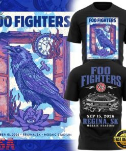 Foo Fighters Mosaic Stadium Regina 2026 Tour T Shirt, Trending Music 3D Tee Foo Fighters Mosaic Stadium Regina 2026 Tour T Shirt