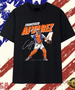 Francisco Alvarez New York Mets number 4 Signature T Shirt, Trendy 2D Print Shirt Francisco Alvarez New York Mets Number 4 Signature T Shirt