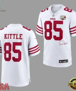 George Kittle San Francisco 49ers 80th Anniversary Signatures Print Football Jersey, Fashion Football Jersey George Kittle San Francisco 49ers 80th Anniversary Signatures Print Football Jersey