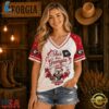 Georgia Bulldogs NCAA Bow and Floral Team Spirit V Neck T Shirt, NCAA V Neck Fan Shirt Georgia Bulldogs Ncaa Bow And Floral Team Spirit V Neck T Shirt