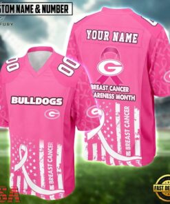 Georgia Bulldogs NCAA Breast Cancer Awareness Month 2026 Football Jersey, Fashion Football Jersey Georgia Bulldogs Ncaa Breast Cancer Awareness Month 2026 Football Jersey
