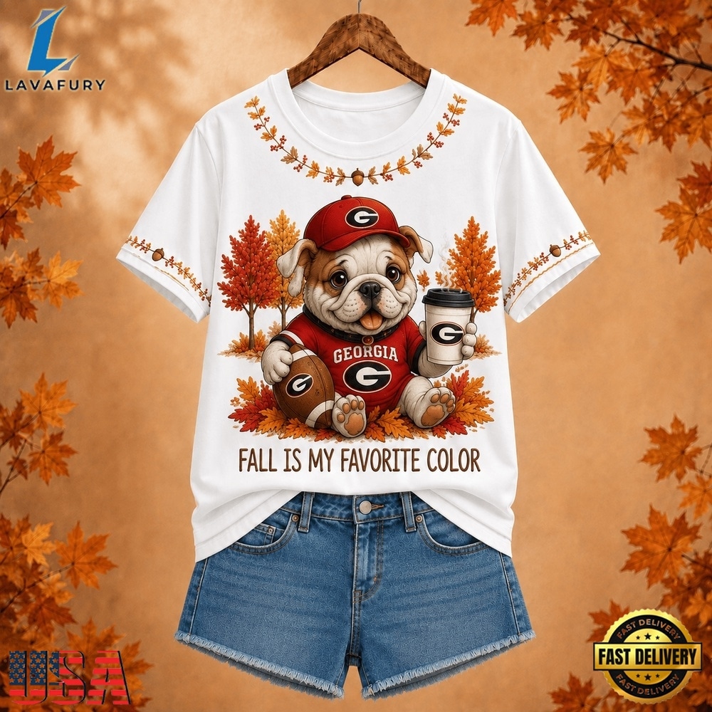Georgia Bulldogs NCAA Fall Is My Favorite Color Football Unisex 3D Shirt, NCAA 3D Graphic Tee Georgia Bulldogs Ncaa Fall IS MY Favorite Color Football Unisex 3D Shirt