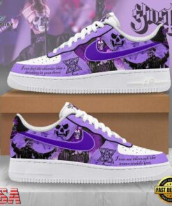 Ghost Band Custom Air Force 1 Shoes, Heavy Metal Purple Graphic Sneakers, Music Lover AF1 Shoes Ghost Band Custom Air Force 1 Shoes Heavy Metal Purple Graphic Sneakers